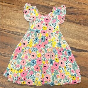 Little Sleepies Play Pink and Yellow Floral Kids Dress